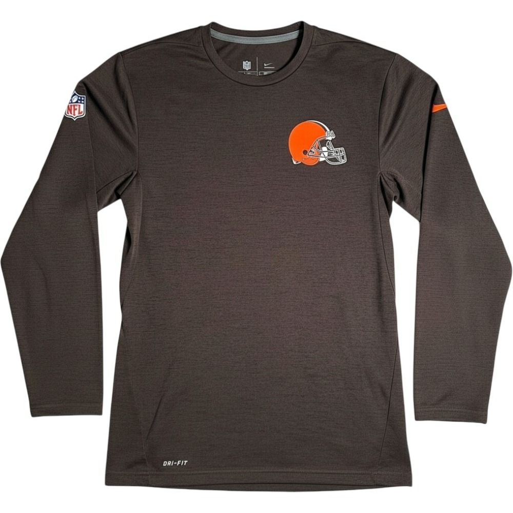 Cleveland Browns Nike Shirt Mens Small Brown Long Sleeve NFL Onfield Dri-FIT
